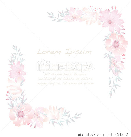 水彩風格柔和的色彩花向量框架圖 113451232