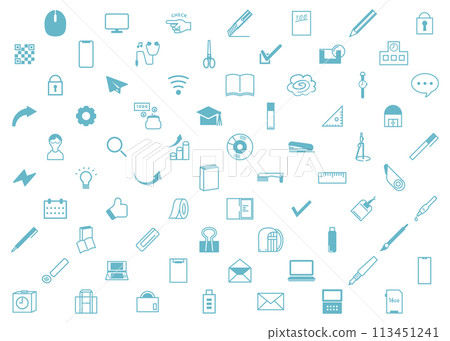 Illustration set related to stationery, school, workplace, learning and work 113451241