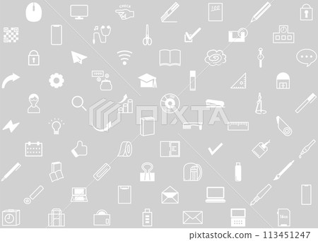 與文具、學校、工作場所、學習和工作相關的插圖集 113451247