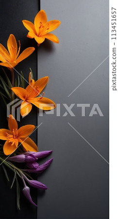 Saffron on a black background. 113451657