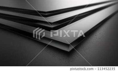 A close up of a stack of black metal sheets on top of each other, AI A close up of a stack of black metal sheets on top of each other, AI 113452235
