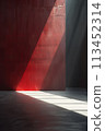 A red wall with a light shining through it and some shadows, AI 113452314