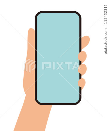 手拿著智慧型手機的插畫_front 手拿著智慧型手機的插畫_front 113452315