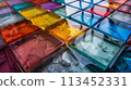 A close up of a colorful glass tile mosaic with many colors, AI 113452331