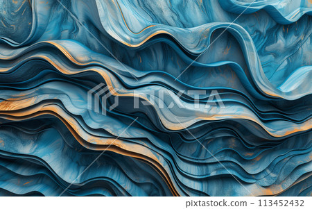 Abstract Background with Gold and Blue Wavy Surface, Generative AI Abstract Background with Gold and Blue Wavy Surface, Generative AI 113452432