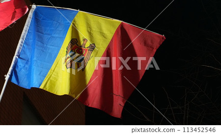 Moldova flag at night 113452546