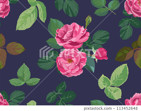 Flower print, blooming roses seamless pattern Flower print, blooming roses seamless pattern 113452648