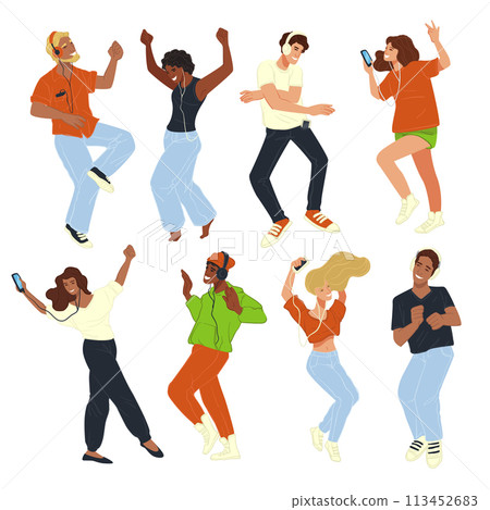 Dancing people fun at party or disco celebration Dancing people fun at party or disco celebration 113452683