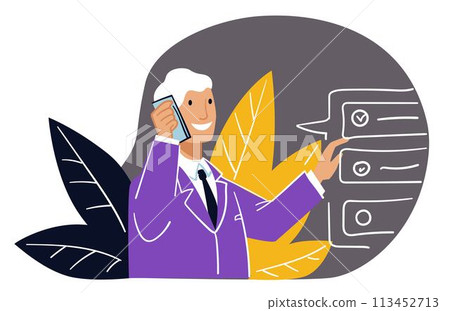 Leader boss talking phone, business communication Leader boss talking phone, business communication 113452713