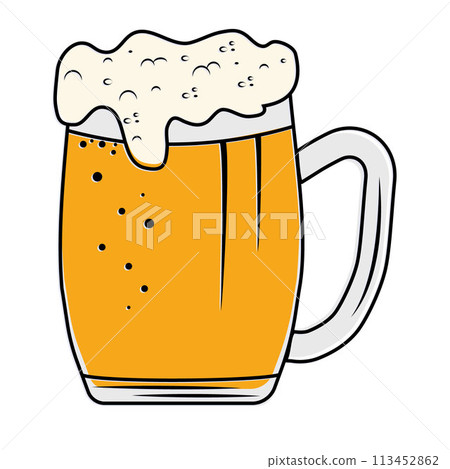 Beer in a mug, vector isolated illustration on a white background Beer in a mug, vector isolated illustration on a white background 113452862