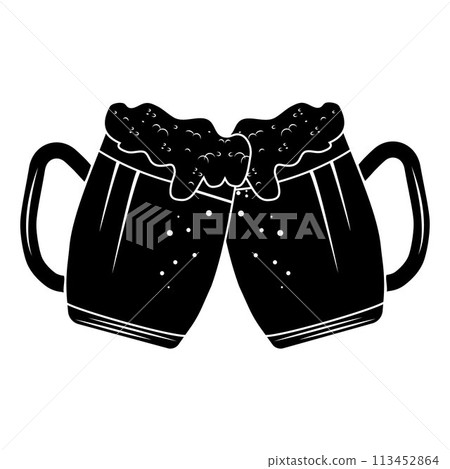 Beer in a mug, vector isolated illustration on a white background 113452864