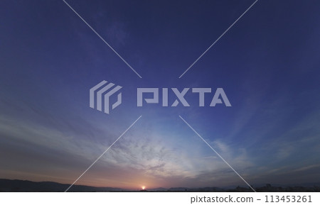 Morning sky with fantastic clouds, spring, ultra-wide angle, sky-focused, 240406am 113453261