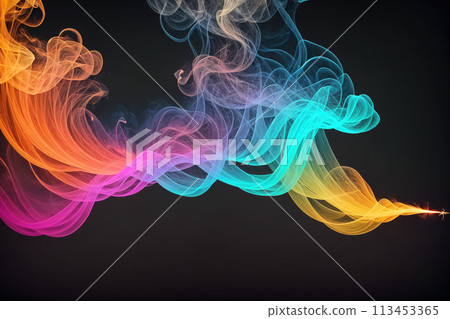 Colorful Smoke Description: This image depicts a swirling mass of colorful smoke, with shades of pink, purple, blue, 113453365