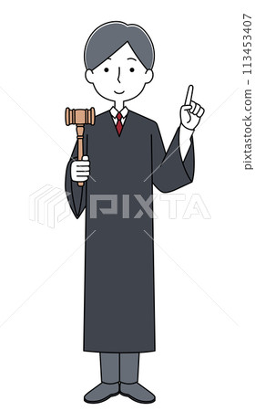 Illustration of a male judge pointing 113453407