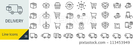 向量交付線繪圖圖示集 向量交付線繪圖圖示集 113453949