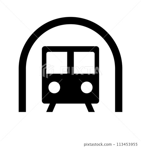 隧道和火車剪影圖示。向量。 113453955