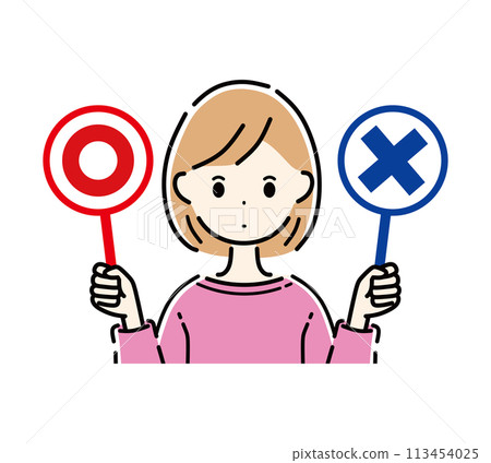 拿著 Maru 和 X 標籤的女人 113454025