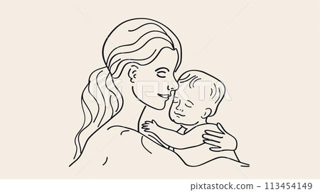 Abstract Mother's love design concept with mother holding child in care. 113454149