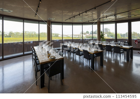 Tasting room in winery, Nervesa della Battaglia, Province Treviso, region Veneto, Italy 113454595