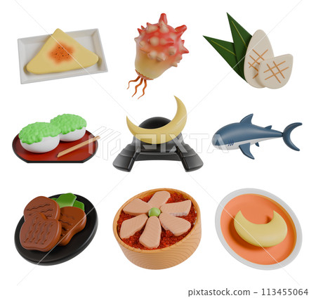 Miyagi Prefecture Specialty 3D Illustration Miyagi Prefecture Specialty 3D Illustration 113455064