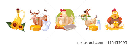 Farm Natural Product and Organic Produce Object Vector Set Farm Natural Product and Organic Produce Object Vector Set 113455095
