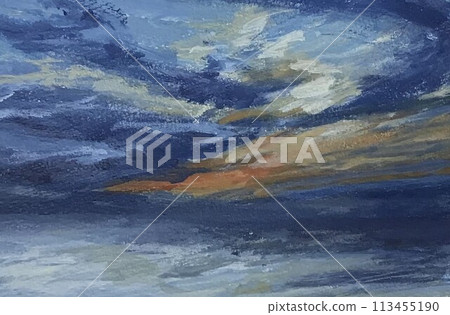 A sky and seascape painted in an oil painting style 113455190