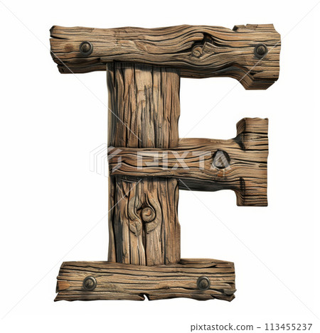 Rustic wooden letter F with metal... - Stock Illustration [113455237 ...