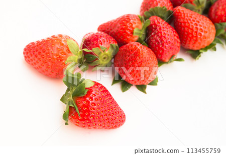 Fresh appetizing strawberries on a white background 113455759