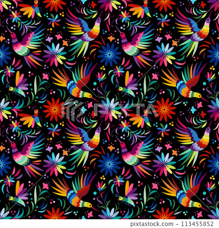 vector Mexican embroidery pattern vector Mexican embroidery pattern 113455852