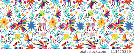 vector Mexican embroidery pattern vector Mexican embroidery pattern 113455859