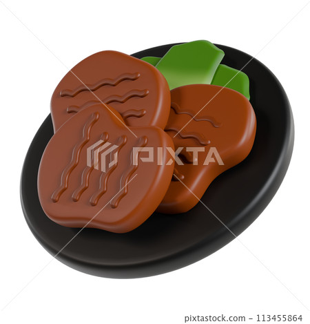 Grilled beef tongue 3D illustration 113455864