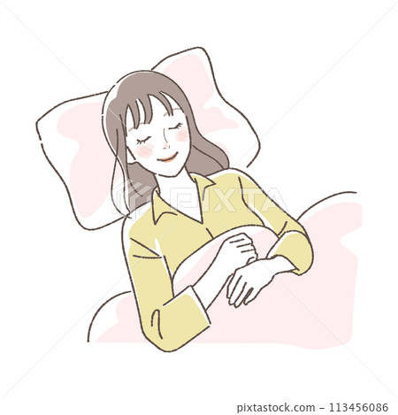 Illustration of a sleeping woman. Illustration of a sleeping woman. 113456086