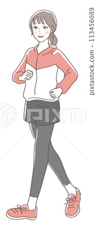 Illustration of a woman walking. 113456089