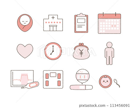 懷孕圖標集。 113456091