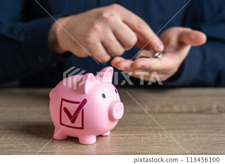 Raising funds for the election campaign. Election concept. Voting and politics. Removing restrictions and granting permits. Fulfill all requirements. Reach the goal. 113456100