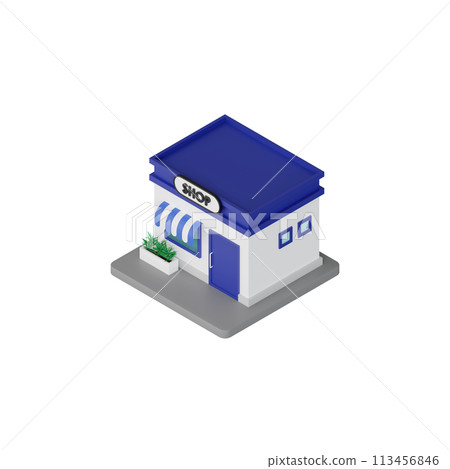 3DCG｜等距｜商店建築外觀 113456846
