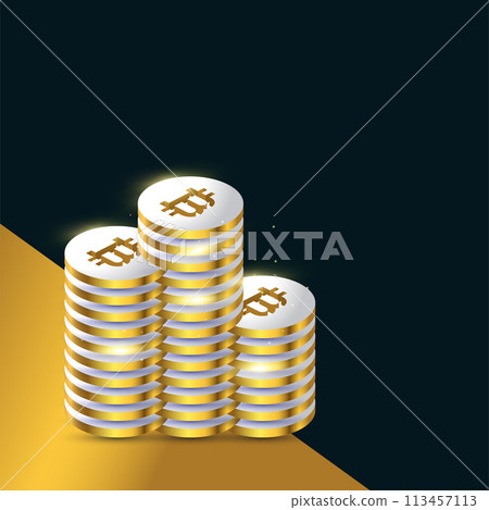 Bunch of Silver and Gold Bitcoin Coins Illustration Bunch of Silver and Gold Bitcoin Coins Illustration 113457113