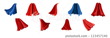 Superhero Cape and Cloak Fabric Cover Vector Set 113457140