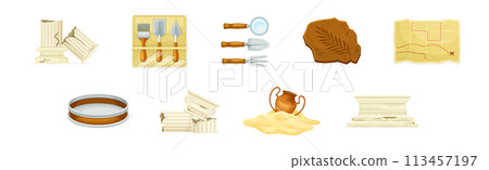 Archaeological Instrument and Inventory for Exploration Vector Set Archaeological Instrument and Inventory for Exploration Vector Set 113457197