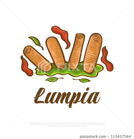 Lumpia, Traditional Food From Indonesia. Illustration of Indonesian Snack Lumpia, Traditional Food From Indonesia. Illustration of Indonesian Snack 113457564