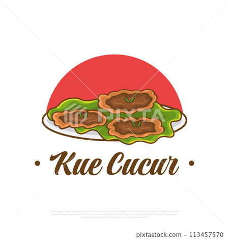 Kue Cucur Illustration, Traditional Snack from Southeast Asia, Including Indonesia. Kue Cucur or Khanom Fak Bua Vector Illustration 113457570