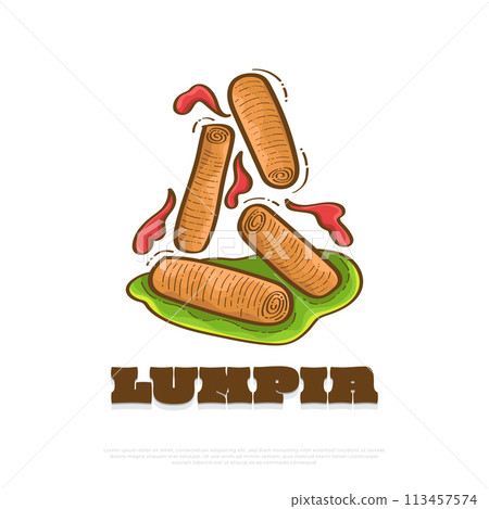 Lumpia, Traditional Food From Indonesia. Illustration of Indonesian Snack Lumpia, Traditional Food From Indonesia. Illustration of Indonesian Snack 113457574