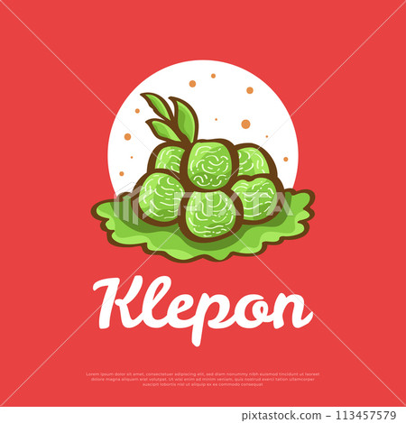 Vector Illustration of Klepon, Indonesian Traditional Food or Snacks 113457579