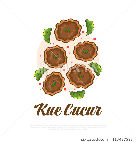 Kue Cucur Illustration, Traditional Snack from Southeast Asia, Including Indonesia. Kue Cucur or Khanom Fak Bua Vector Illustration 113457585