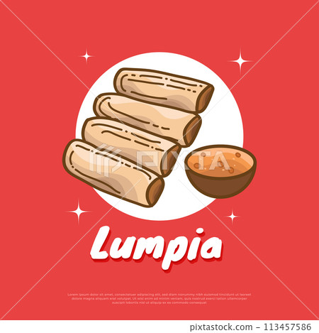 Lumpia, Traditional Food From Indonesia. Illustration of Indonesian Snack Lumpia, Traditional Food From Indonesia. Illustration of Indonesian Snack 113457586