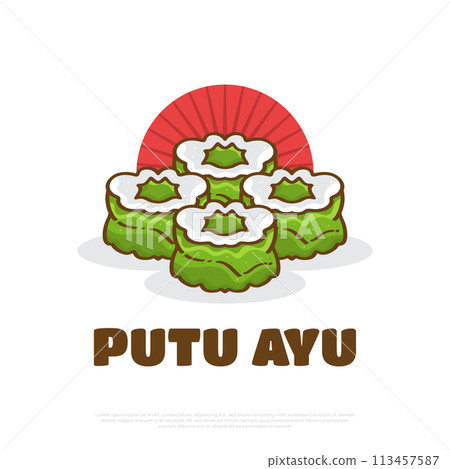 Illustration of Kue Putu Ayu, Indonesian Traditional Cake. Steamed Cake Vector 113457587