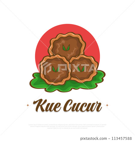 Kue Cucur Illustration, Traditional Snack from Southeast Asia, Including Indonesia. Kue Cucur or Khanom Fak Bua Vector Illustration 113457588