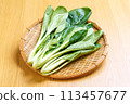 Komatsuna served in a colander 113457677