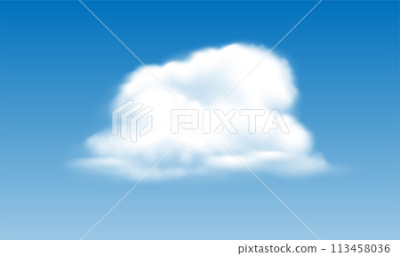 Realistic white clouds smoke on blue sky background vector illustration 113458036