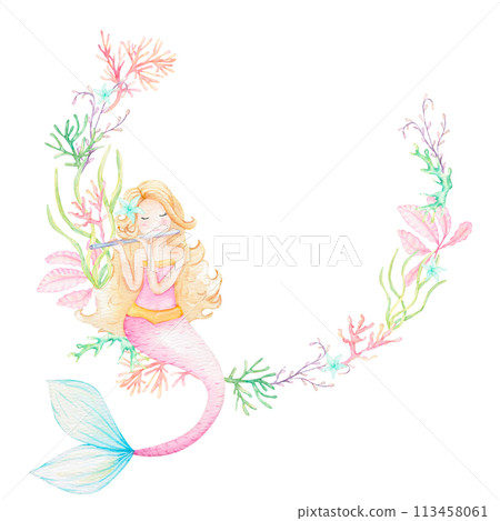 A beautiful mermaid semicircular frame 113458061